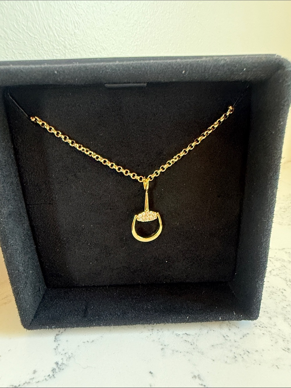 Awe Horsebit Rolo Chain Charm Link Necklace 14K Gold Vermeil NEW - Picture 2 of 8